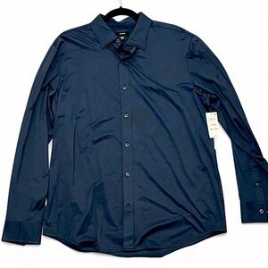 Alfani Men's Dark Navy Long Sleeve Dress Shirt